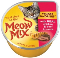 Meow Mix Tender Favorites with Real Chicken & Beef in Sauce, 2.75-Ounce Cups (Pack of 24)