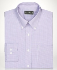 Keep it trim with the sleek silhouette of this slim-fit dress shirt from Lauren by Ralph Lauren.