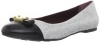 Marc by Marc Jacobs Women's 626070/12 Ballet Flat,Silver Embossed Logo,38.5 EU/38.5-8.5 M US