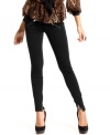 Baby Phat's take on tuxedo pants: ankle zippers and faux-leather trim give these skinny ponte-knit style an edge!