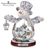 Thomas Kinkade Crystal Snowman Figurine Featuring Light-Up Village And Animated Train by The Bradford Editions