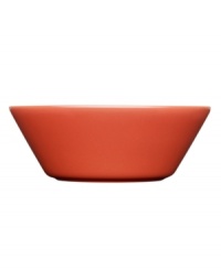 With a minimalist design and unparalleled durability, the Teema bowl makes preparing and serving hot cereal or soup a cinch. Featuring a sleek profile in rich terracotta-colored porcelain by Kaj Franck for Iittala.