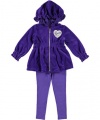 GUESS Kids Girls Little Girl Smocked Waist Hoodie, PURPLE (4)