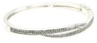 Judith Jack Sterling Silver and Marcasite Pave Crisscross Bangle Bracelet