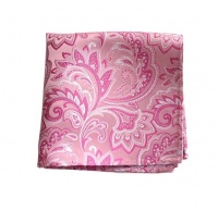 100% Silk Woven Pink Paisley Pocket Square