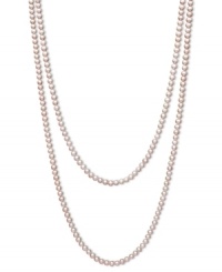 100 inches of pure sophistication. This delightful endless necklace features a shimmering row of light pink cultured freshwater pearls (7-8 mm). Approximate length: 100 inches.