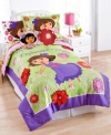 Go explorin'! Dora the Explorer is your go-to gal for a fun day in the park with this Dora Picnic comforter set. Features a cheerful Dora surrounded by fresh flowers and bright hues your kids will go crazy for.