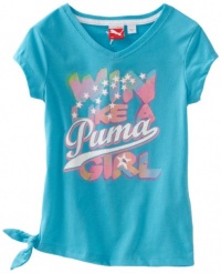 Puma - Kids Girls 7-16 Win Like A Girl Tee, Blue, X-Large