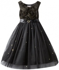 Bloome Girls 7-16 Soutache Sparkle Special Occasion Dress, Black/Gold, 7