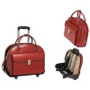 W Series Glen Ellyn Leather 2-in-1 Removable-Wheeled Women's Briefcase Color: Red