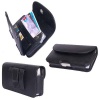 PCMICROSTORE Brand Apple iPhone PDA Premium Black Leather Wallet Carrying Case with Belt Loop and Clip - Include Accessory Compartment - Style H11