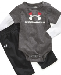 Cozy and cute, this Under Armour set will have showing off his sporty side.