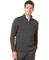 Stay smart and stylish with this quarter-zip sweater from Perry Ellis.