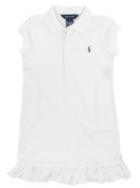 Ralph Lauren Girls Mesh Pony Logo Polo Dress - L (12-14) - White