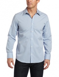 Calvin Klein Sportswear Men's Mini Stripe Poplin Free Fit Woven Shirt, Forever Blue, Medium