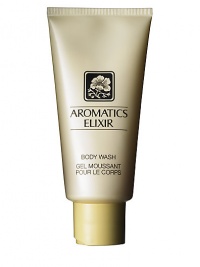 A shimmering gold gel that gently washes the body with fragrance. For shower or bath. 6.7 oz. 