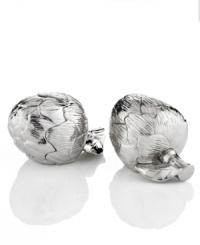 Incorporate new flavors into your favorite dishes with artichoke salt and pepper shakers. Glistening nickel-plated metal by Godinger adds garden-fresh whimsy to everyday tables.