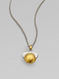 This versatile design features a textured pendant with radiant 24k gold on one side and sleek sterling silver on the other side for a multi-look style. 24k goldSterling silverLength, about 21¼Pendant size, about ½Pelican clasp closureImported 