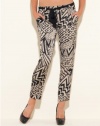 GUESS Tara Patchwork-Printed Trouser, JET BLACK MULTI (LARGE)