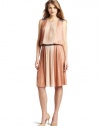 BCBGMAXAZRIA Women's Sofi Color Block Pleated Dress, Apricot Mist Combo, 10