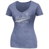 MLB Womens New York Yankees Winners Appeal Navy Melange Short Sleeve Deep V-Neck Tee By Majestic