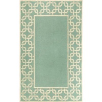 Liora Manne Spello Chain Border Aqua Outdoor Rug 5' x 7'6