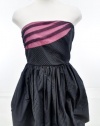 Alice and Olivia Black and Pink Strapless Dress