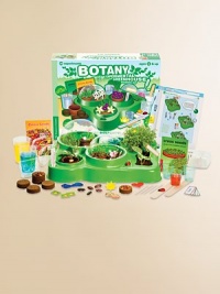 Budding botanists will love getting their hands dirty with this unique biological science experiment kit.Learn about plants and seeds by conducting experiments in a botanical lab with greenhouse domesConstruct an automatic watering systemGrow beans, cress, and zinniasExperiment with plant cells and capillary actionLearn how roots transport water and nutrients throughout a plantLearn how plants use water, light, and heatIncludes a 48-page