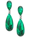 Go for green with these drop earrings from Style&co. Teardrop glass crystals in green hues offer a vibrant touch. Crafted in hematite tone mixed metal. Approximate drop: 2 inches.