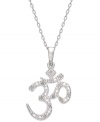 Refined relaxation. This sterling silver necklace is centered by an om pendant replete with diamonds (1/10 ct. t.w.). Approximate length: 18 inches. Approximate drop: 1 inch.