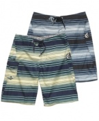 Hit the sand in style. These Volcom board shorts give you the rad striped style you want.