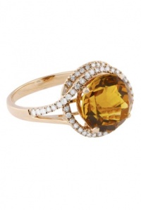 Effy Jewlery Rose Gold Citrine and Diamond Ring, 4.47 TCW Ring size 7