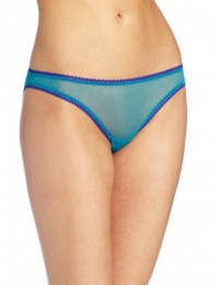 OnGossamer Women's Mesh Bikini Panty, Turquoise/Caicos, L