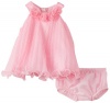 Bonnie Baby-Girls Newborn Pink Crystal Pleat Dress, Pink, 6-9 Months