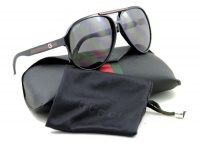 GUCCI SUNGLASSES AVIATOR UNISEX SHINY BLACK GG1627/S D28