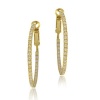 18k Gold over Silver 35mm Inside Out CZ Hoop Earrings