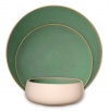 Gibson Urban Bistro 12-Piece Reactive Tutone Stoneware Dinnerware Set, Green/Cream