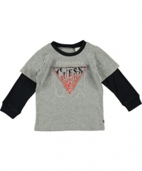 GUESS Kids Boys Toddler Triangle Long-Sleeve Tee, GREY HEATHER (18M)