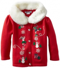 Hartstrings Baby-girls Infant Holiday Cardigan Sweater, Red, 3-6 Months