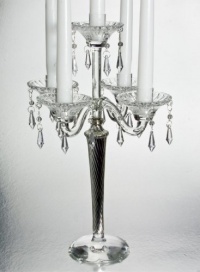 5 Light Crystal Candelabra With Silver Tapered Stem