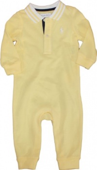 Ralph Lauren Layette Boy's Solid Polo Coverall (9 Month, Wicket Yellow)