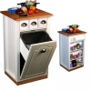 Venture Horizon 4124-11WH Butcher Block Bin Kitchen Island, White