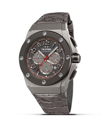 A sleek watch in modern greys with titanium PVD case and embossed leather strap from TW Steel.