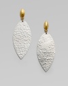 From the Willow Collection. Teardrops of hammered sterling silver are accented with 24k yellow gold.Sterling silver 24k gold Length, about 2 Post back Imported