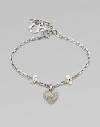 Be brilliant with this dazzling crystal encrusted heart charm on a logo accented link chain. Palladium platedCrystalsLength, about 6Spring ring closureImported