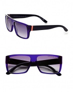 These colorful, plastic frames are fun and fresh. Available in grey with grey gradient lens or violet with smoke gradient lens. Logo temples100% UV protectionImported