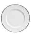 Vera Wang marries modern shapes with traditional lace in this set of dinnerware. The dishes are decidedly timeless. Platinum trim and banding add delicate feminine touches to these white bone china Flirt dinner plates.