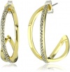 Judith Jack Gold Sea Gold-Plated Sterling Silver Marcasite Pave Criss-Cross Medium Hoop Earrings