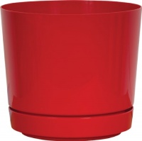 Dynamic Design SD0812RX Hi Gloss 8-Inch Poly Planter with Attached Saucer, Red Pop