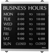 U.S. Stamp & Sign HeadLine Century Series 14x13 Inch Business Hours Sign, Black and Silver, 4247